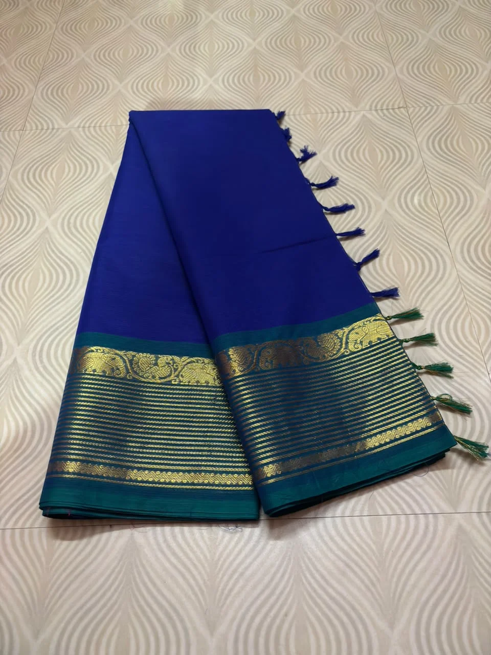 Kanchi Cotton Elephant Border Design Saree